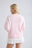 Swan Bow Motif Knit Sweater