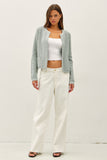 Seafoam Open Front Cardigan
