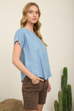 Curvy Ruched Henley Top