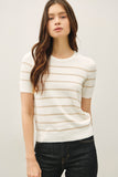 Striped Short Sleeve Knit Top