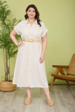 Curvy Stripe Short Sleeve Belted Dress