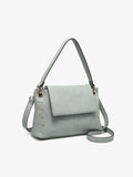 Juliana Flapover Crossbody/shoulder Bag In Grey Teal