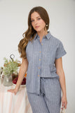 Stripe Linen Collared Shirt
