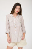 Stripe Collared Button Down Lightweight Shirt