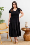 Curvy Flutter Sleeve Midi Dress