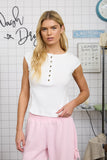 Exposed Seam Henley Ribbed Knit Top