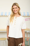 Textured Henley Knit Top