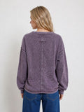 Washed Inverted Seam Detail Long Sleeve Knit Top