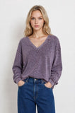 Washed Inverted Seam Detail Long Sleeve Knit Top