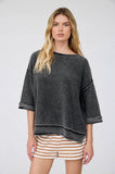 Washed Inverted Seam Short Sleeve Sweatshirt