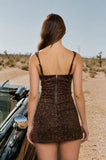 Square Neck Leopard Sleeveless Suede Knit Top