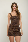 Square Neck Leopard Sleeveless Suede Knit Top