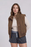 Cropped Mock Neck Snap Puffer Vest