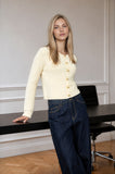 Gold Button Down Fuzzy Knit Cardigan