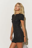 Textured Rose Jacquard Boat Neck Mini Dress