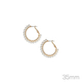 35wh-g G 35mm Pearl Wired Hoop Ear  Size:1.38in
