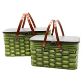Green Metal Rattan-look Baskets