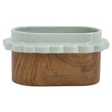 Oval Wood Look Green Top Planter