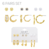 Wh-g G Ball Pearl Hoop Ear 6pr