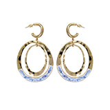 Sa-g G Blue Marble Oval Earring  Size:1.44x1.73in