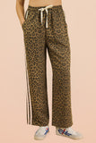 Leopard Printed Cotton Twill Tape Detail Pants