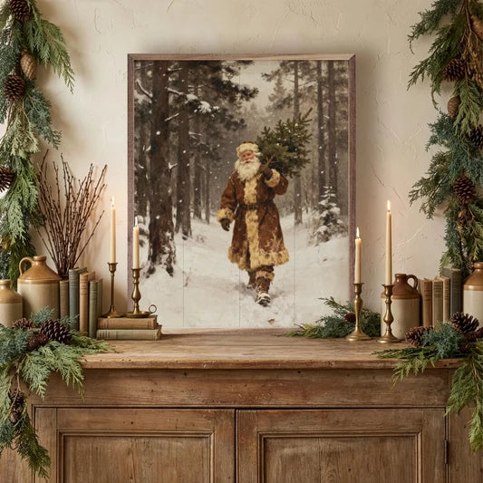 Santa And The Christmas Tree - 8x10