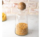 9.25 Glass Caraffe W/ Wood Ball Top
