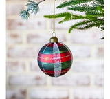 3 Plaid Glass Ball Ornament