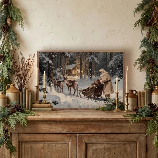 Santa And His Reindeer Sleigh Cabin - 16x10