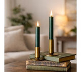2 Pc 6 Green Led Taper Candle Set