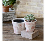 S/2 Lt. Red Floral Garden Pots