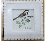 4 X 4 White Deco Edge Marble Photo Frame