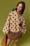 Collar Half-snap Polka Dot Sweatshirt
