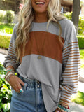 Multicolor Clashing Stripe Bishop Sleeve Top
