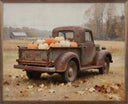 30x24 Rusty Truck With Pumpkin Harvest