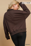 Curvy Brown Luxeknit 1/2 Zip Top