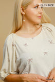 Curvy Oatmeal Embrodered Top