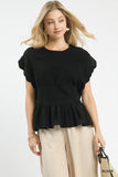 Peplum Top Linen Blend Smocked