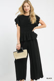 Peplum Top Linen Blend Smocked