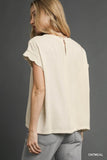 Linen Blend Rolled Sleeve Top