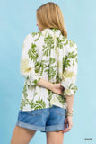 Leafy Print Button Down Top