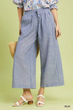 Linen Blend Striped Wide Leg Pants