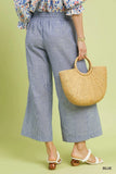 Linen Blend Striped Wide Leg Pants