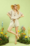 Stripe Collared Overzied Top, Split Vneck
