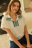 Striped Half Zip Knit Top