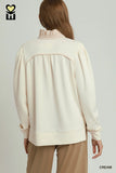 Stripe Ruffle Neck Long Sleeve Top