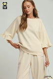 Round Neck Ruffle Tier Raglan Sleeve Top