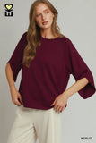 Round Hem Raglan Sleeve Top