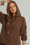 Brushed Waffle Knit Animal Print Hoodie