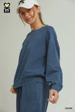 Denim Knit Crewneck Pullover